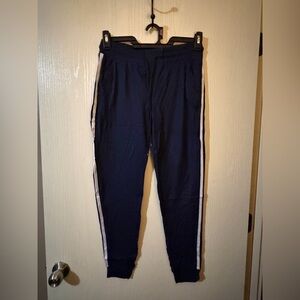Women’s Super Soft Navy Blue Joggers with White Stripes Size Small